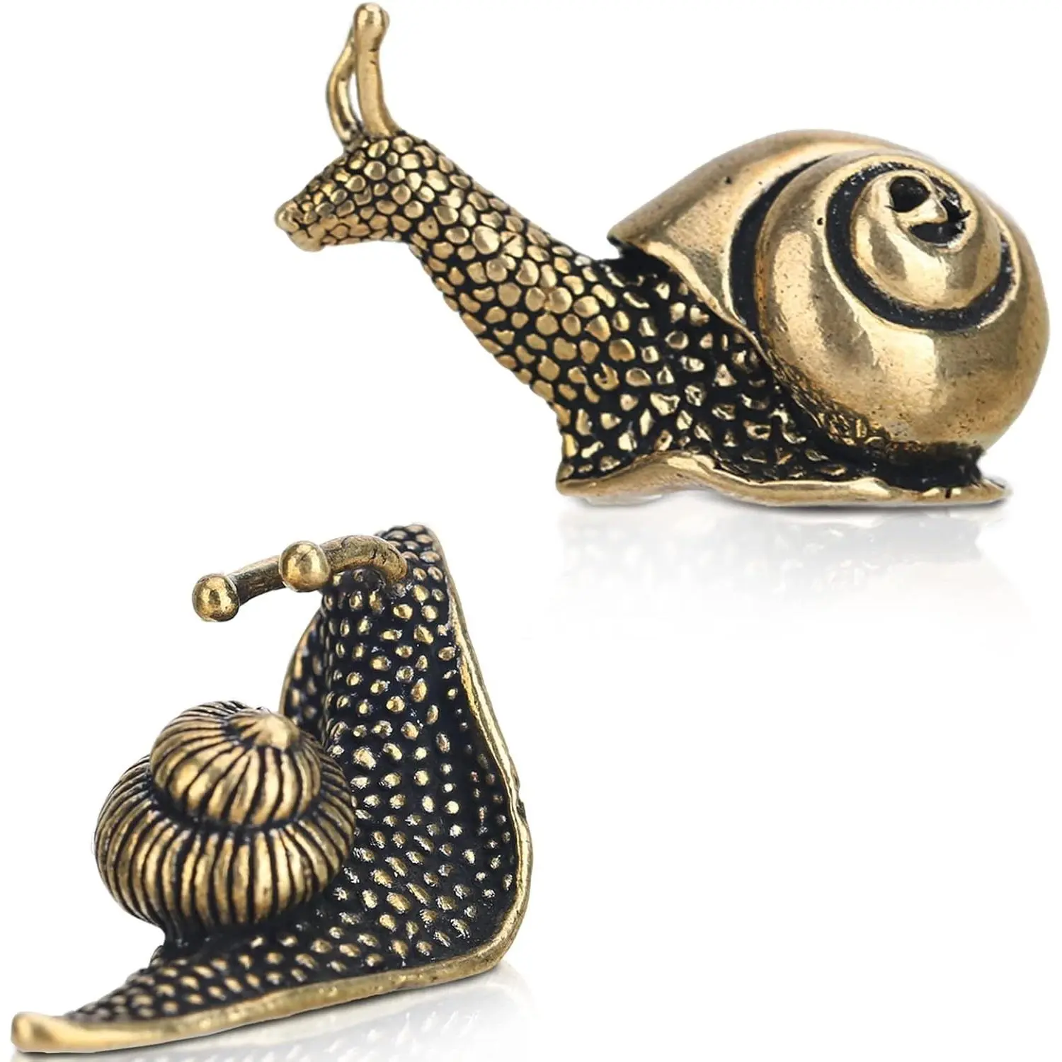 2PCS Brass Snail Figurine Mini Garden Statue, Cute Snail Brass Animals Figurines Home Copper Decor, Unique Outdoor Pond Garden Lawn Decor Landscaping, Landscape Animal Statue
