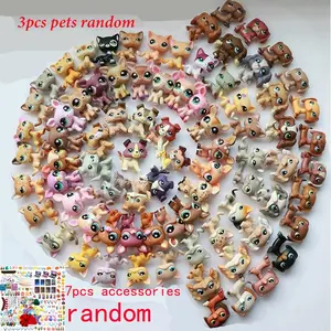 3 pcs Random Pets and 7 pcs Random Accessories miniature cat and dog animal figures Figurine Set Figurines for Collectors Pets and Accessories  Best Birthday Halloween Christmas Valentine's Day Gift for lps Fan