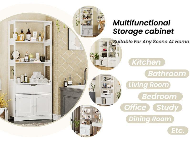 64 Inches Freestanding Storage Cabinet Furniture White 64 Inches Freestanding Storage Cabinet Furniture White