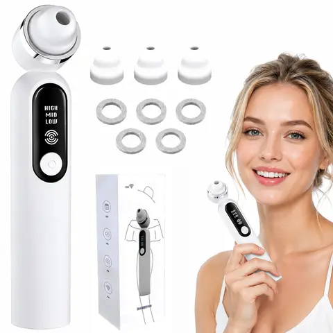 Mosnami Visual Blackhead Remover with Built-in HD Camera & App Connection, 3 Suction Levels & 5 Interchangeable Silicone Tips, Rechargeable & Portable Design, Effectively Cleans Face & Nose Pores, Perfect Skincare Gift for Women