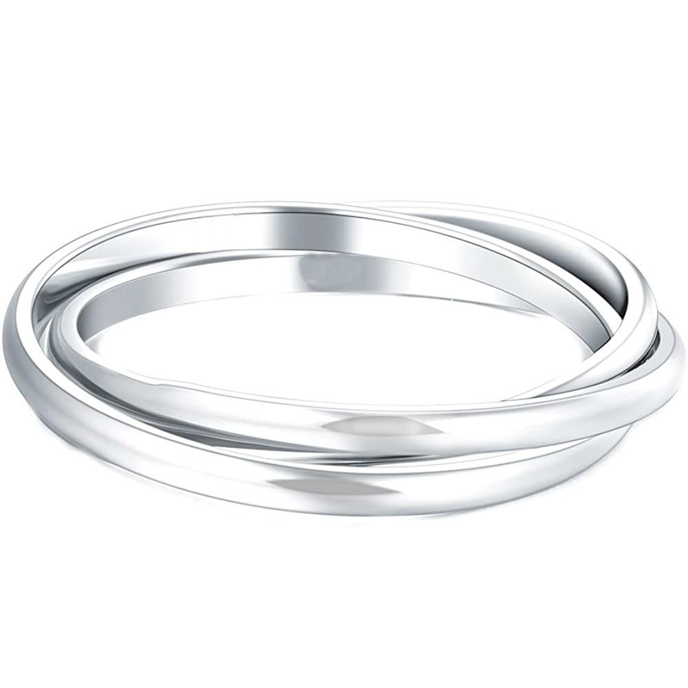 Ring, three row rolling interlocking stacked ring, high polished ring, suitable for daily wear by men and women, a great gift for people