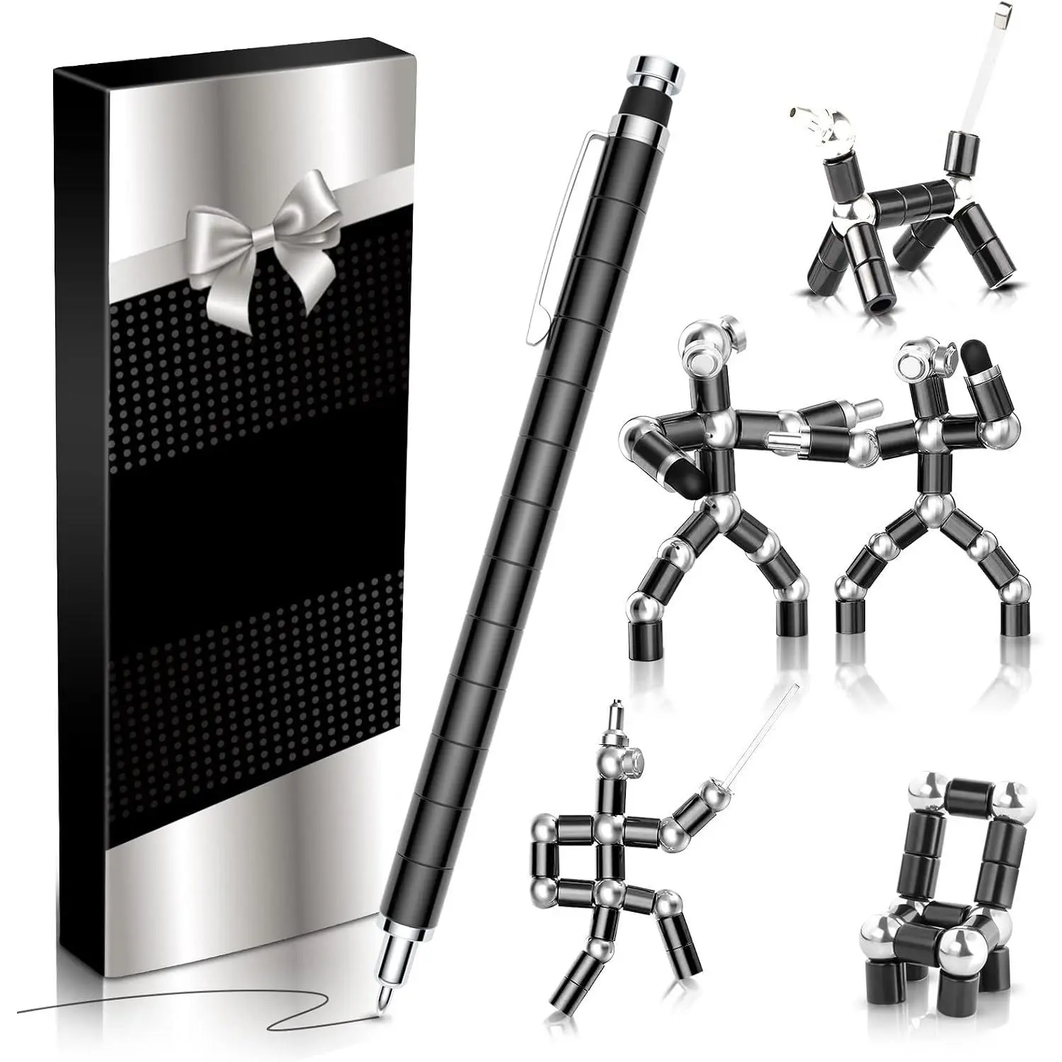 Fidget Gel Pen Teens Boys  Ideas -   to School Supplies  for Students & Teachers, Cool Christmas Stocking Stuffers Birthday Gifts for Son Grandson Nephew, Fun Gifts for Him, Black