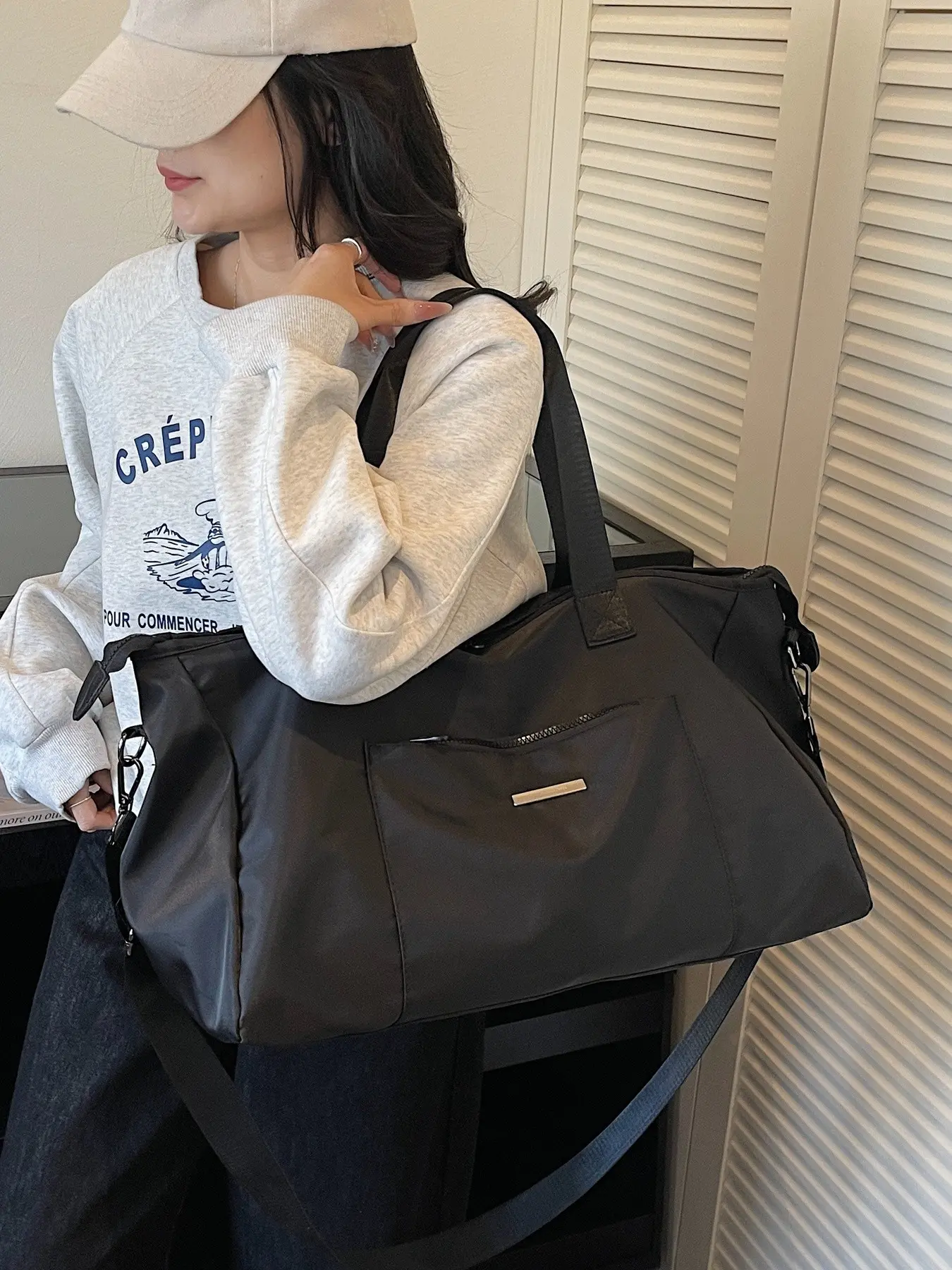 Women's Large Capacity Travel Bag, Handheld Shoulder Backpack, Short Trip Business Luggage, Fitness Sports Commute Storage, Portable Bag