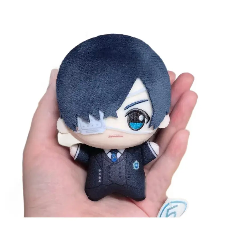 Black Butler Pair Plush Keychain Set, Sebastian & Ciel Lolita Dress Anime Doll Pendant, Gothic Vintage Couple Backpack Charm Gift For Anime Fans