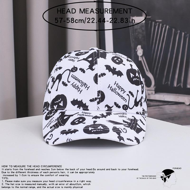 New cross-border Halloween baseball cap, outdoor casual sun hat for women, fashionable and versatile, popular printed duckbill cap