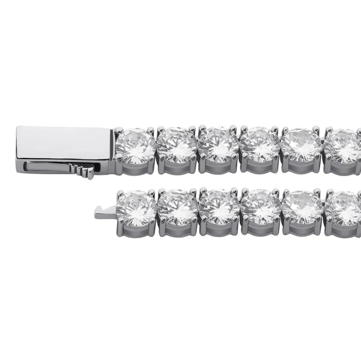 3/4/5MM Spring Buckle Iced Out Full Moissanite Tennis Chain Necklace – Gold Silver Color Hip Hop Jewelry Bling Men Women