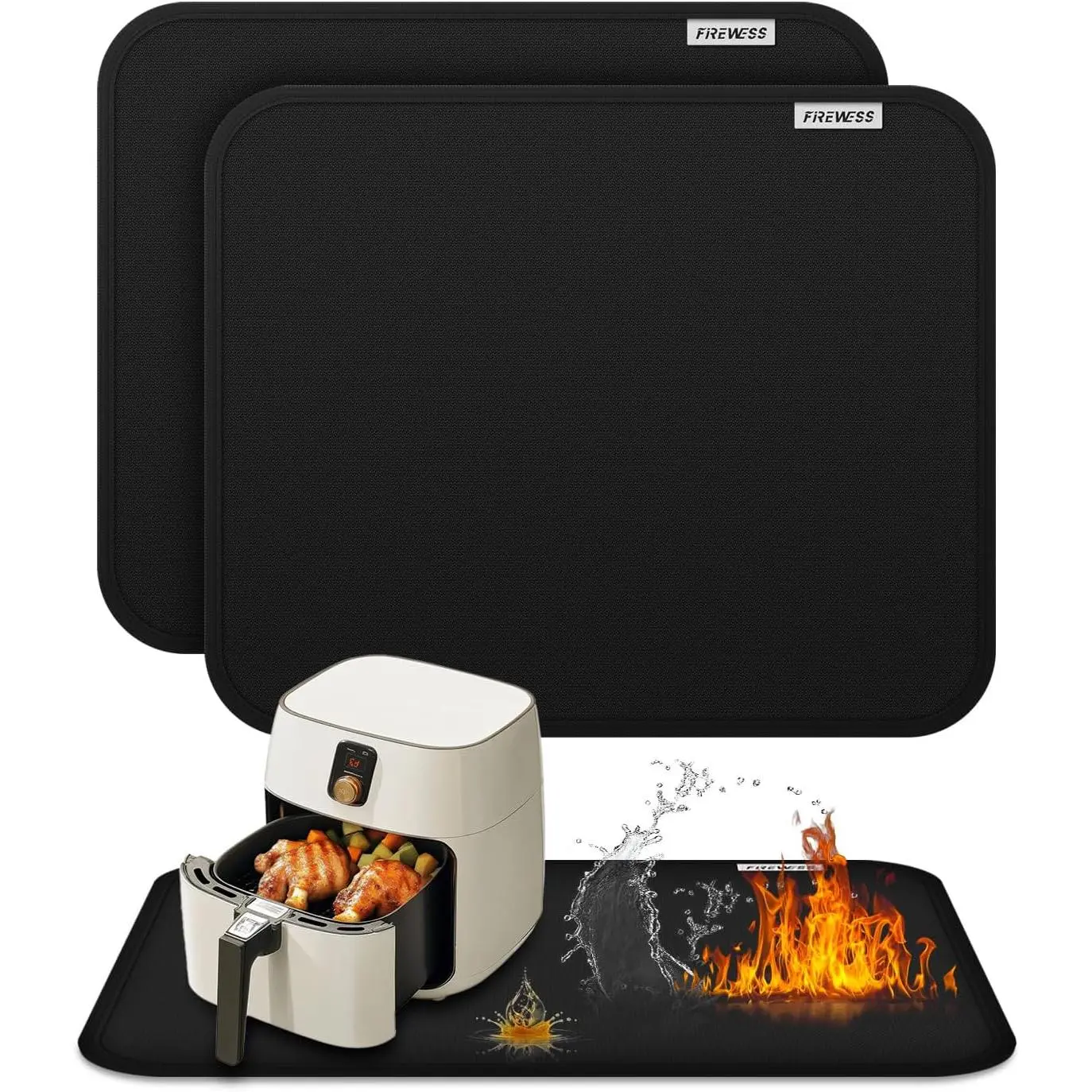 2pack 15x18in Heat Resistant Silicone Mats for Countertop, Kitchen Hot Pads for Air Fryer, Deep Fryer, Oven