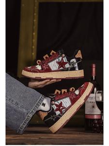 fashionable colorblock star pattern skateboarding shoes, casual comfortable sports shoes for women & men, anti-slip wear-resistant board shoes for daily wear