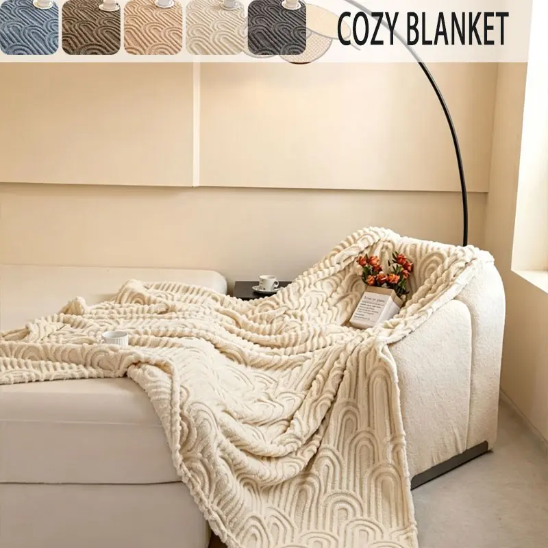 Wavy Plush Blanket, Comfortable and Breathable, Warm and Light, Multi-Size and Multi-Color, Suitable for Bed Sofa Office Picnic Travel