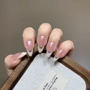 Bare Diamond Off White French Style — Purely Handmade Hailey French Style, Premium Minimalist Aesthetic, Elegant Instagram Inspired Soft Wearable Nail Art