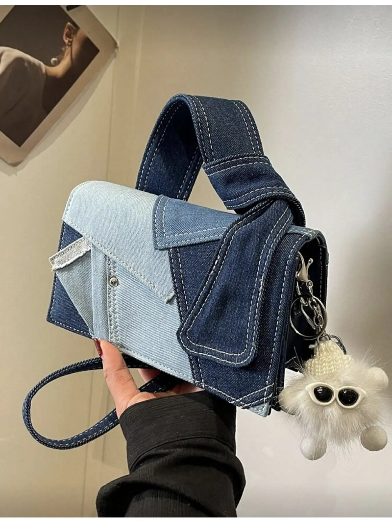 Vintage Style Color Block Handbag for Women with Contrast Colors Multi-functional Flap Lightweight Adjustable Strap Crossbody Bag Casual Simple Tote for Work Daily Travel Shopping Dating