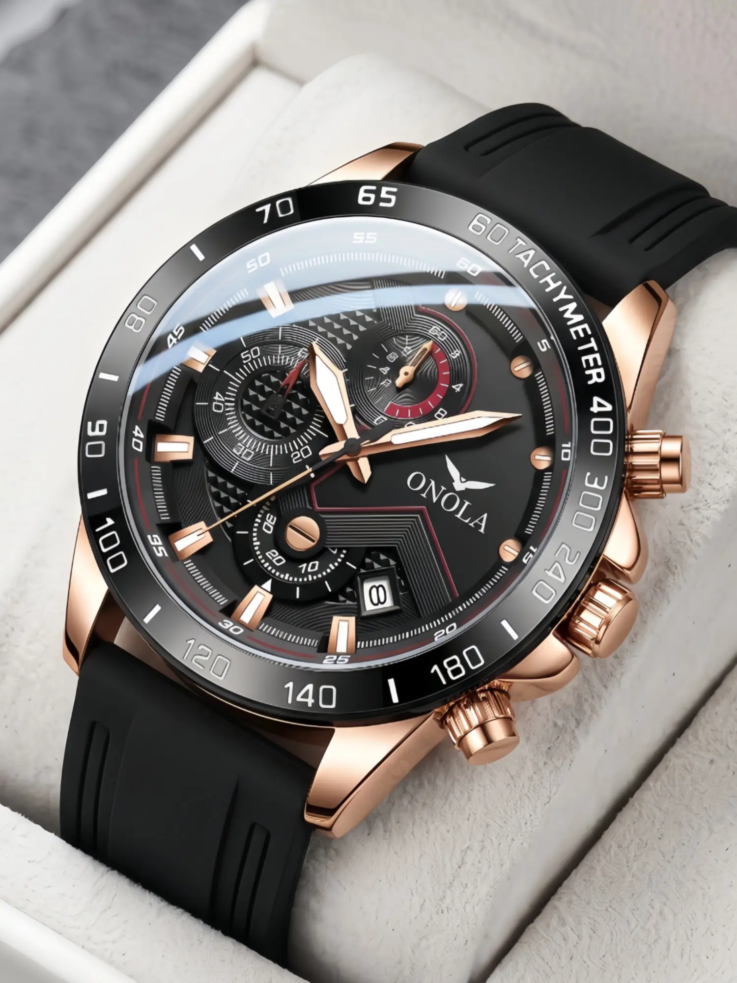 ONOLA Men Round Chronograph Quartz Wrist Watch Male Business Watch Luxury Fashion Trendy Quartz Watch Male Sports Watch Daily Gift Watch For Gentleman