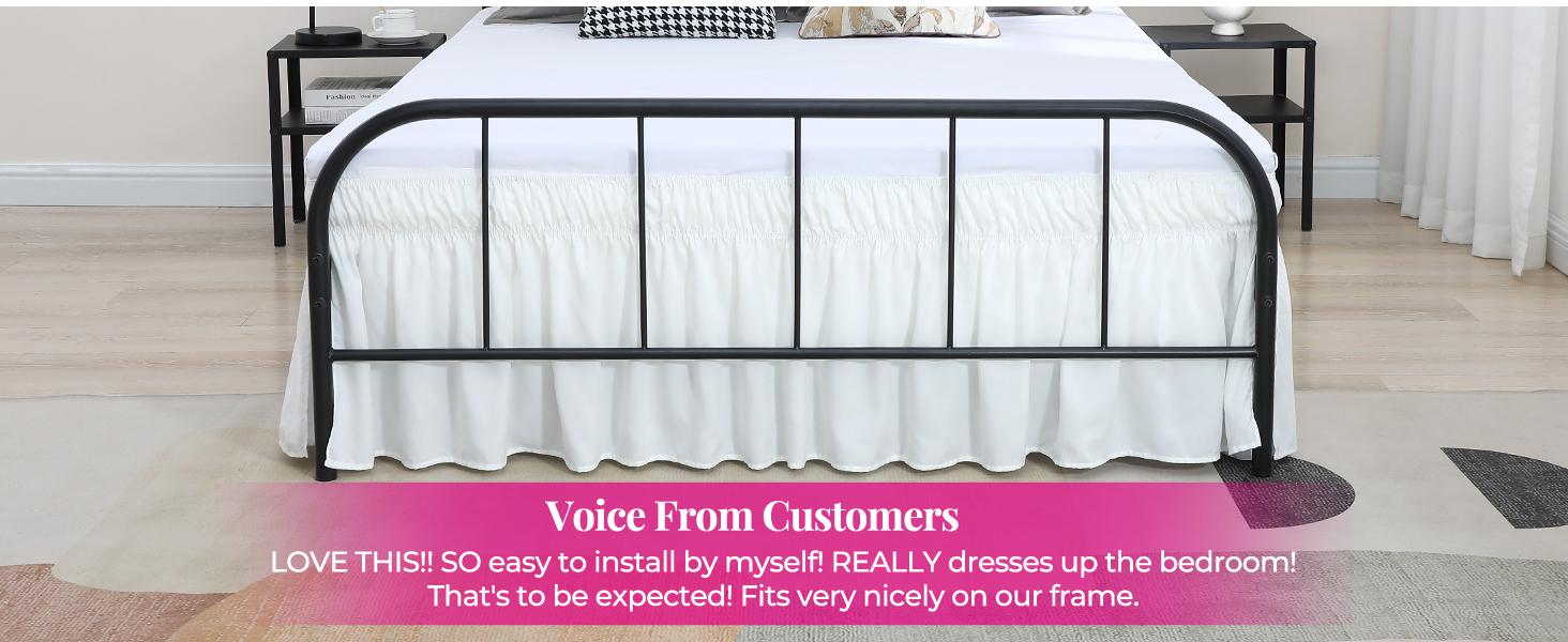 Light Grey Bed Skirt with Split Corners Queen Size 15 Inch Drop, Wrap Around Elastic Bedskirt, Dust Ruffle for Bed Base Machine Washable Easy to Install Bed Skirts