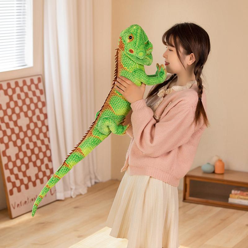 Lifelike Green / Brown Iguana Lizard Figurine Model Cute Reptile Lizard Plush Toys Simulation Animal Stuffed Doll Boys Gifts