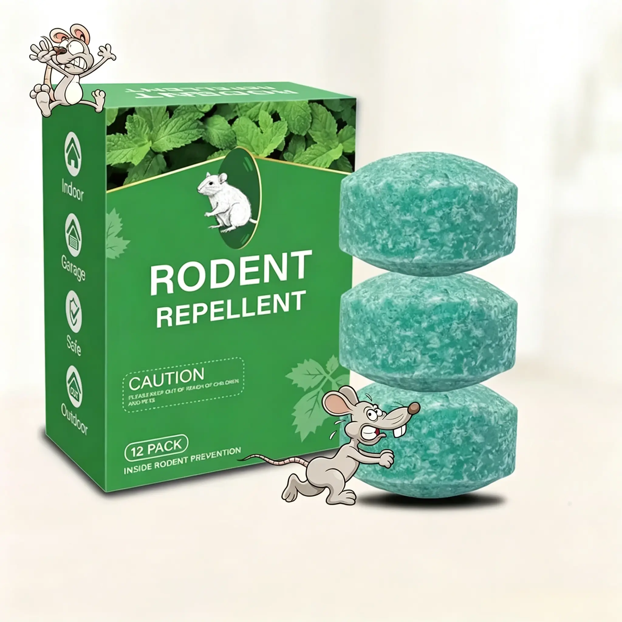 12PCS Scented Pre-Filled Natural Plant Rodent Repellent Balls Pack, Safe Peppermint Household Rodent Deterrence for House, Car