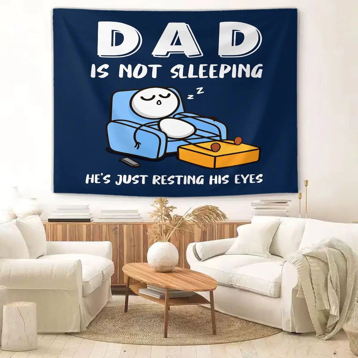 Heartwarming Humorous Dad Theme Wall Tapestry, HD Soft Print No Drill, Wall Decor Gift for Men Bedroom Father's Day