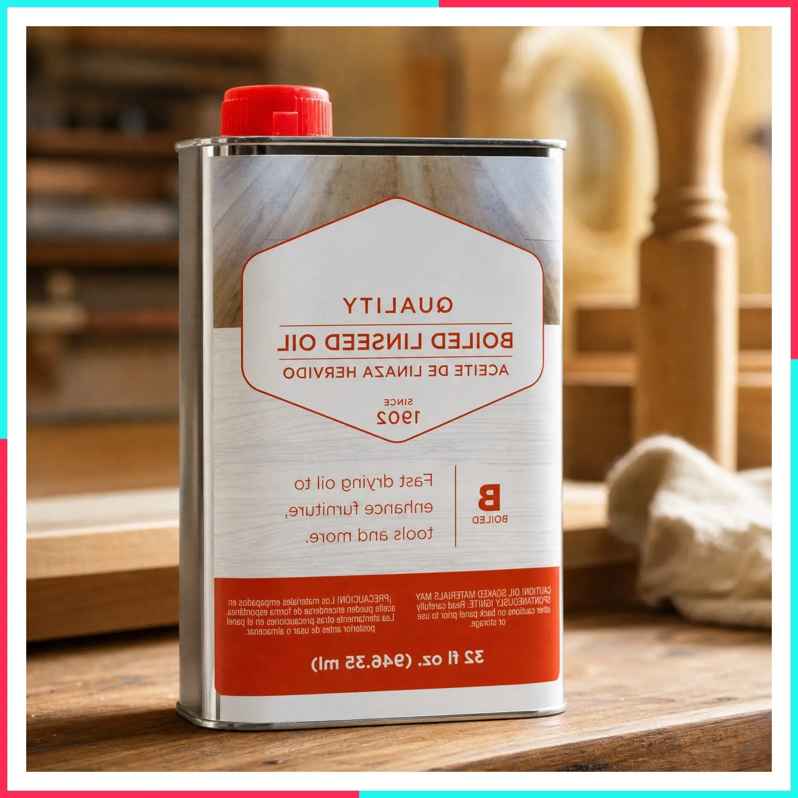 Boiled Linseed Oil – Fast Drying Flaxseed Wood Treatment to Rejuvenate and Restore Outdoor and Indoor Wood Furniture, Floors and Sports Equipment, Quart