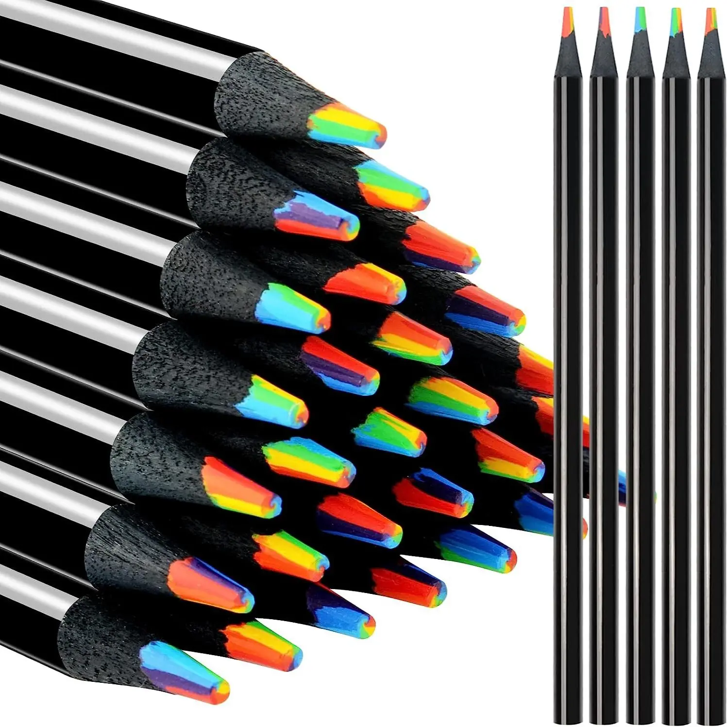 7 In 1 Rainbow Color Pencils, 10pcs Multi-color Drawing Pen Set for Students & Adults