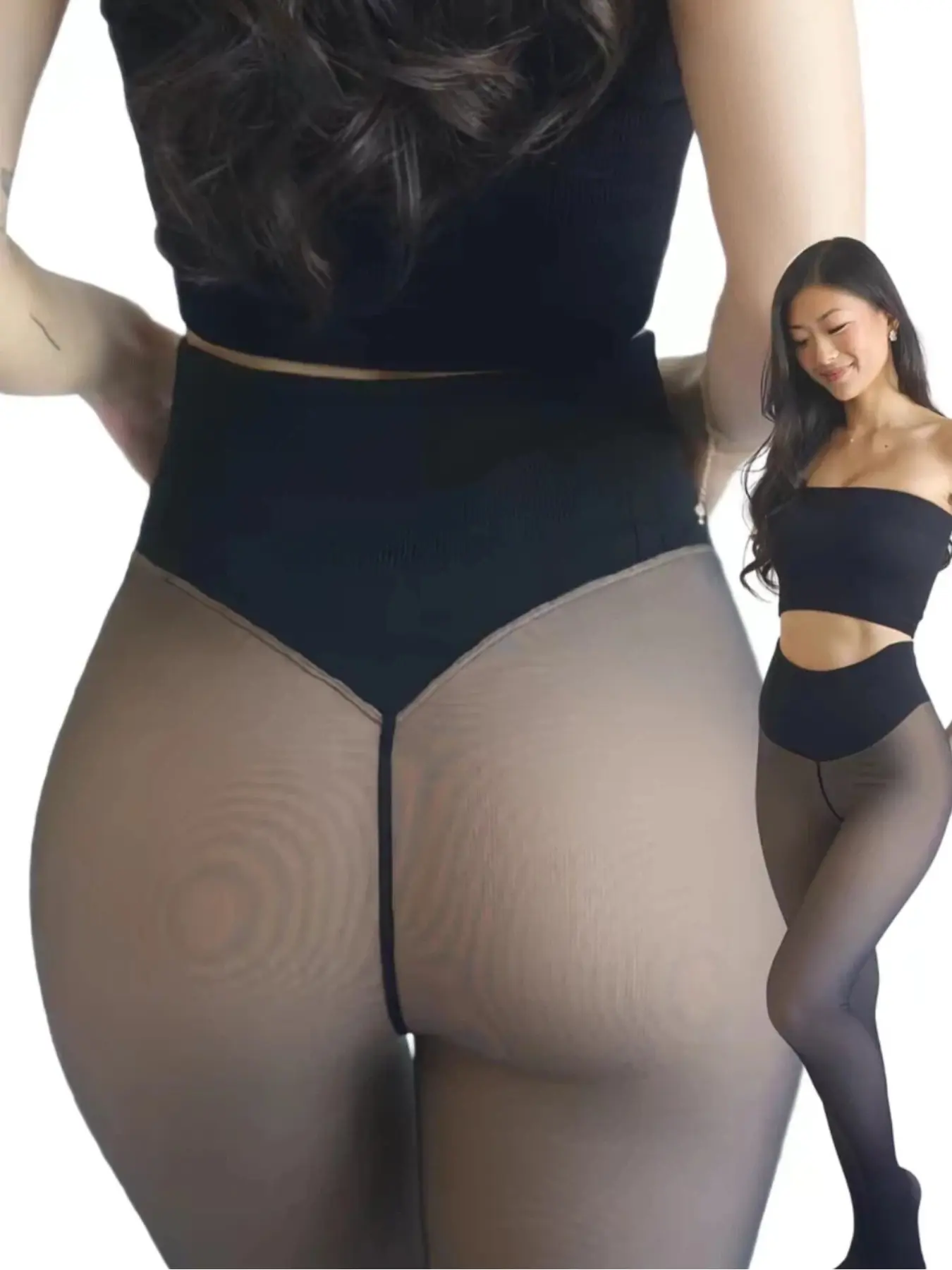 1 Pair of Brand-New Single-Seam Design, Fleece-Lined Sheer Tights That Make Your Legs Look Long and Slim—High-Waisted, Tummy-Tucking, Slimming, and Warm. Suitable for All Skin Tones. Available in 4 Colors. Fleece-Lined Sheer Tights Underwear