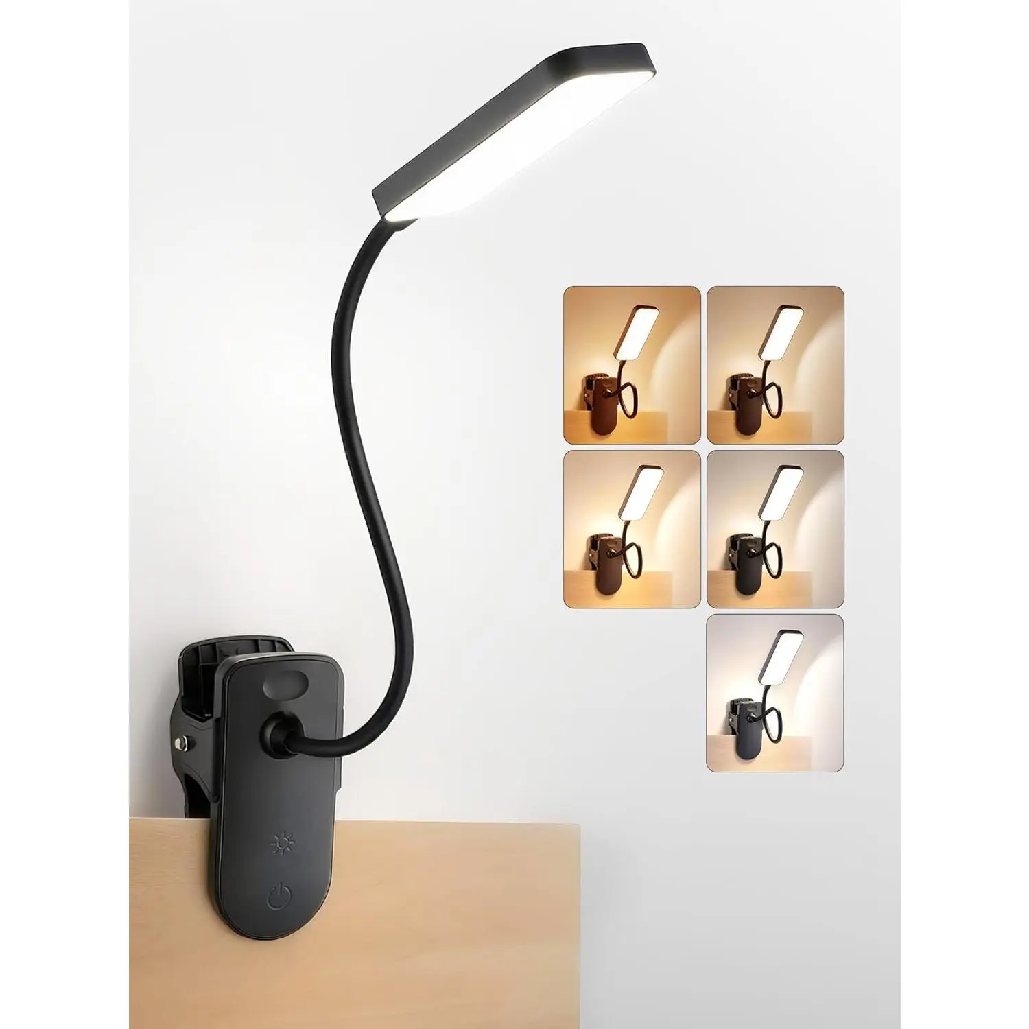 Clip on Light,9 Brightness+5 Colors Rechargeable Lamp,4000mAh Battery Powered Lamp,450 Lumen 48 LED Desk Lamp with Clamp,Cordless & Wireless Lamp,Reading Light for Bed/Headboard/Table/Dorm/Home Office