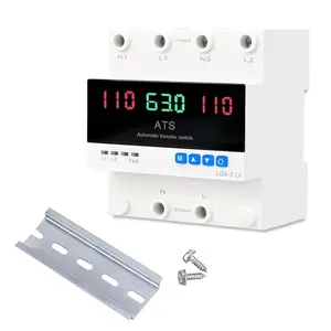 63A 2P Dual Power Automatic Transfer Switch 110V Adjustable Emergency Generator Transfer Switch with LED Display 50HZ/60HZ ATS for Generator and Backup Power