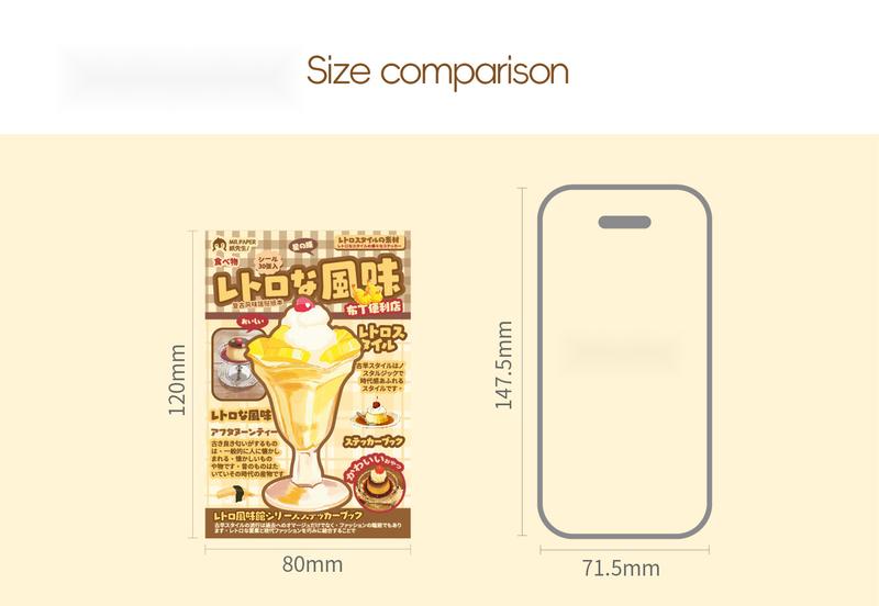 60 sheets/set, retro stickers, food theme, cute healing style, coated paper material, can decorate mobile phones, photo albums, water cups.