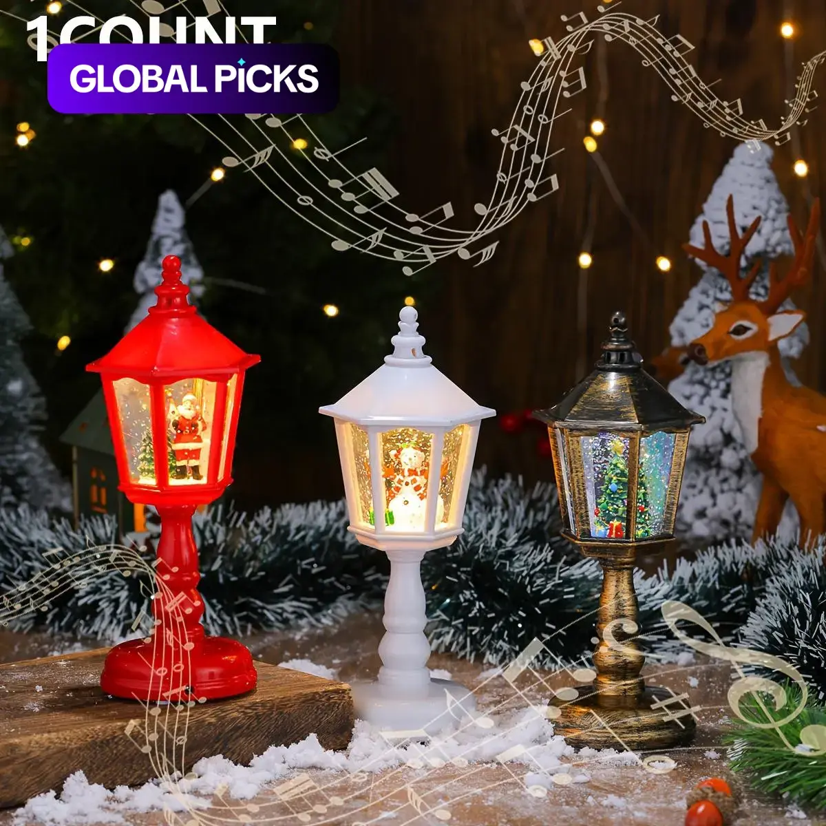 Christmas Music Water Night Light, Glowing Decoration Ornament for Holiday Party Atmosphere Decor, Festive Home Decor Accessory
