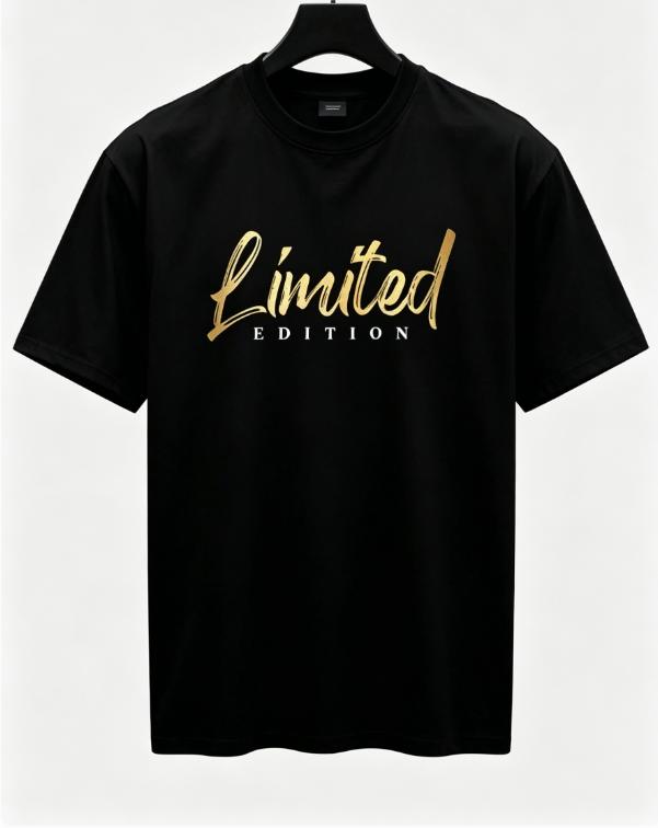 Men's "Limited Edition" Geometric Graphic Tee, Cotton Crew Neck Lightweight Regular Fit, Plus Size Casual Top