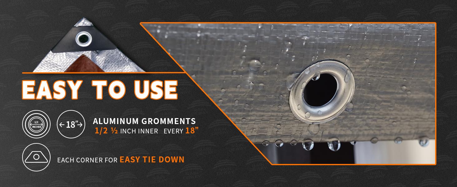 Tarps Heavy Duty Waterproof 6x8 Feet, 10Mil Multipurpose Small Tarp Cover with Metal Grommets and Reinforced Edges, Silver/Brown Tarp by RAINDEWAY