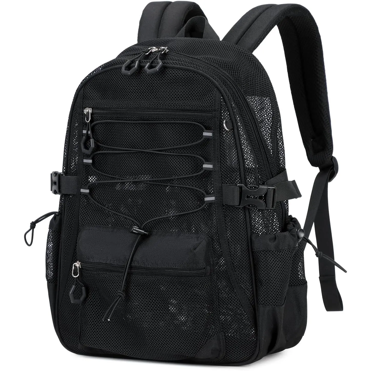 See-Through Mesh Backpack for School with    Straps, Lightweight, Ultra-Breathable Backpack for Beach, Swim, Gym, & Work, Black