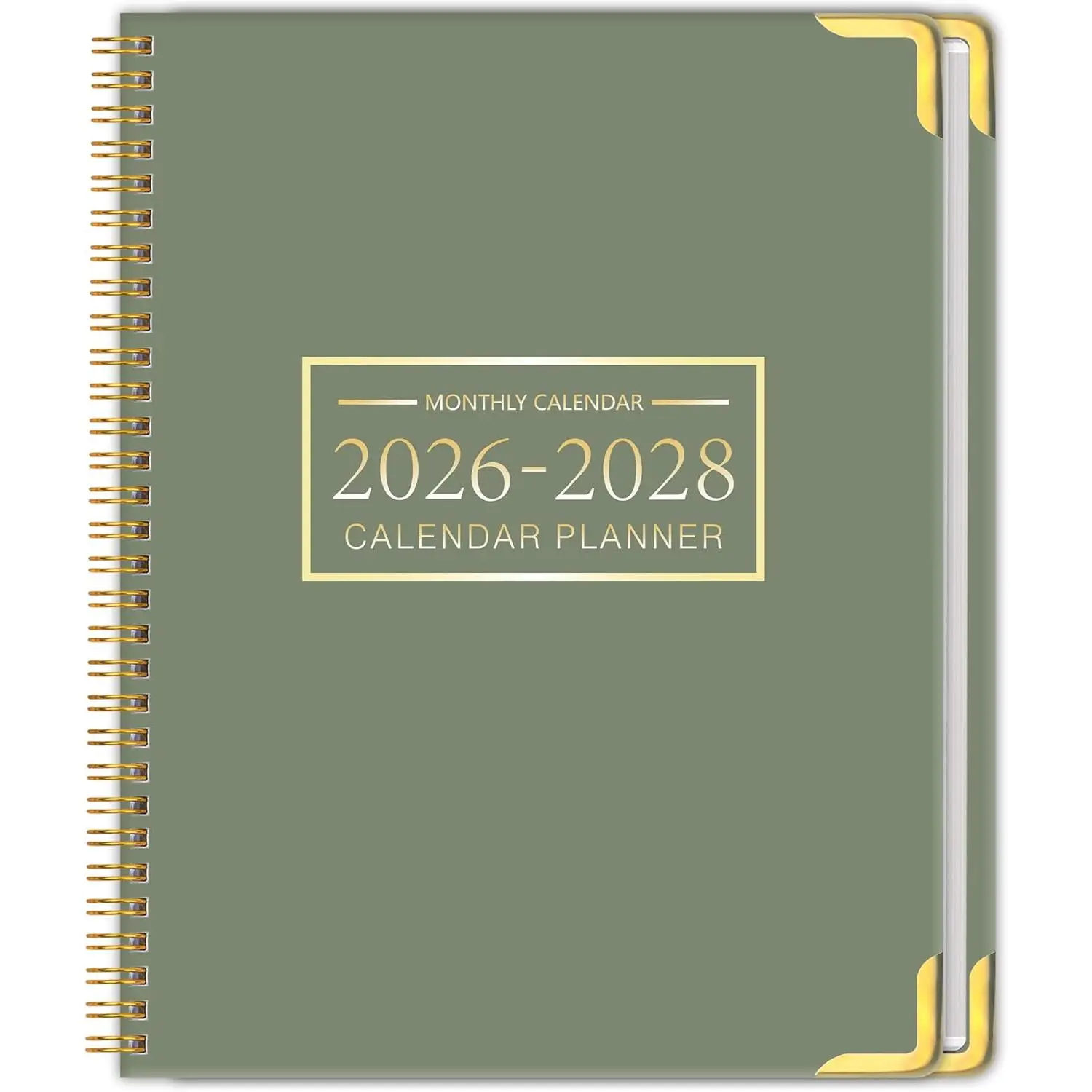 Monthly Planner 2026-2028 Hard Cover with Metal Corner 3 Year Calendar 2026-2027-2028 Monthly Calendar Planner from Jan 2026-Dec 2028,Large Size 8.5 x 11 Army Green for School, Office,  Planning