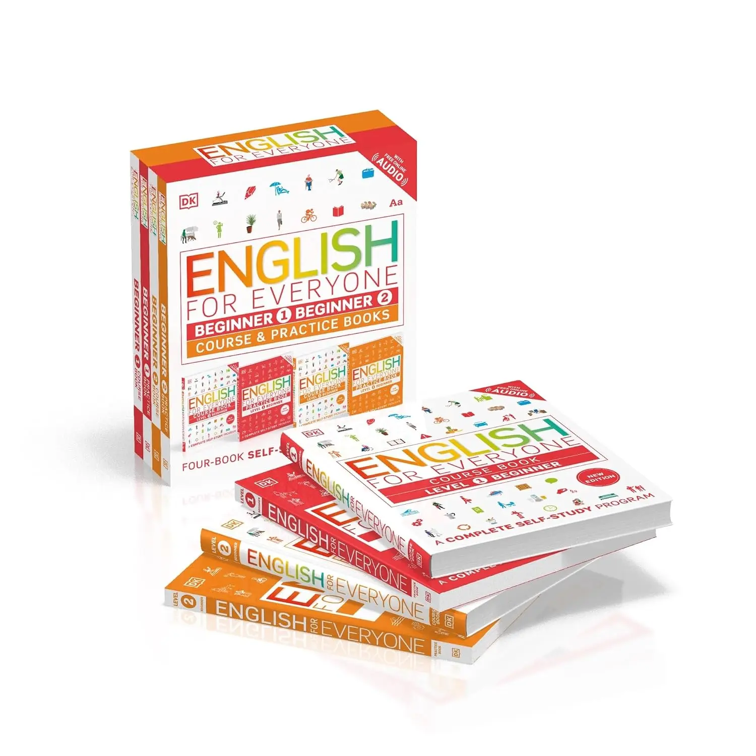 English for Everyone: Beginner Box Set - Level 1 & 2: ESL for Adults, an Interactive Course to Learning English - Paperback