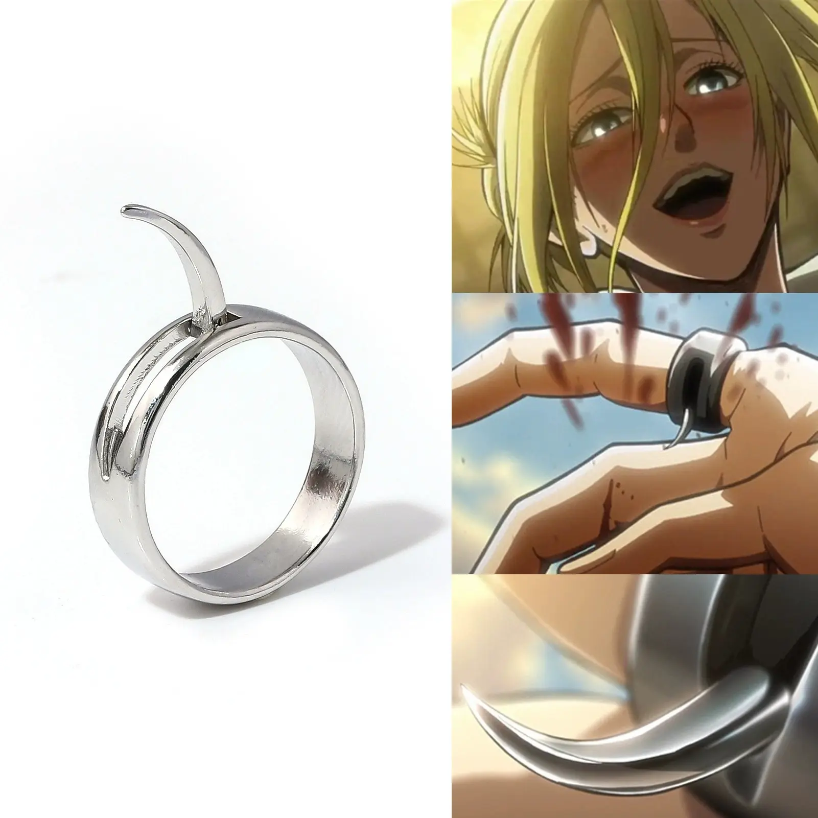 Attack on Titan Ring Merchandise: Annie's Transformation Ring, Barbed Ring, Anti-Wolf Spiked Ring