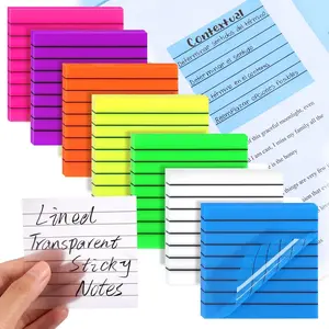 350 Sheets Transparent Sticky Notes with Lines, 7 Pads Lined Translucent Sticky Notes 3x3 Inch Clear for Aesthetic School Office Supplies