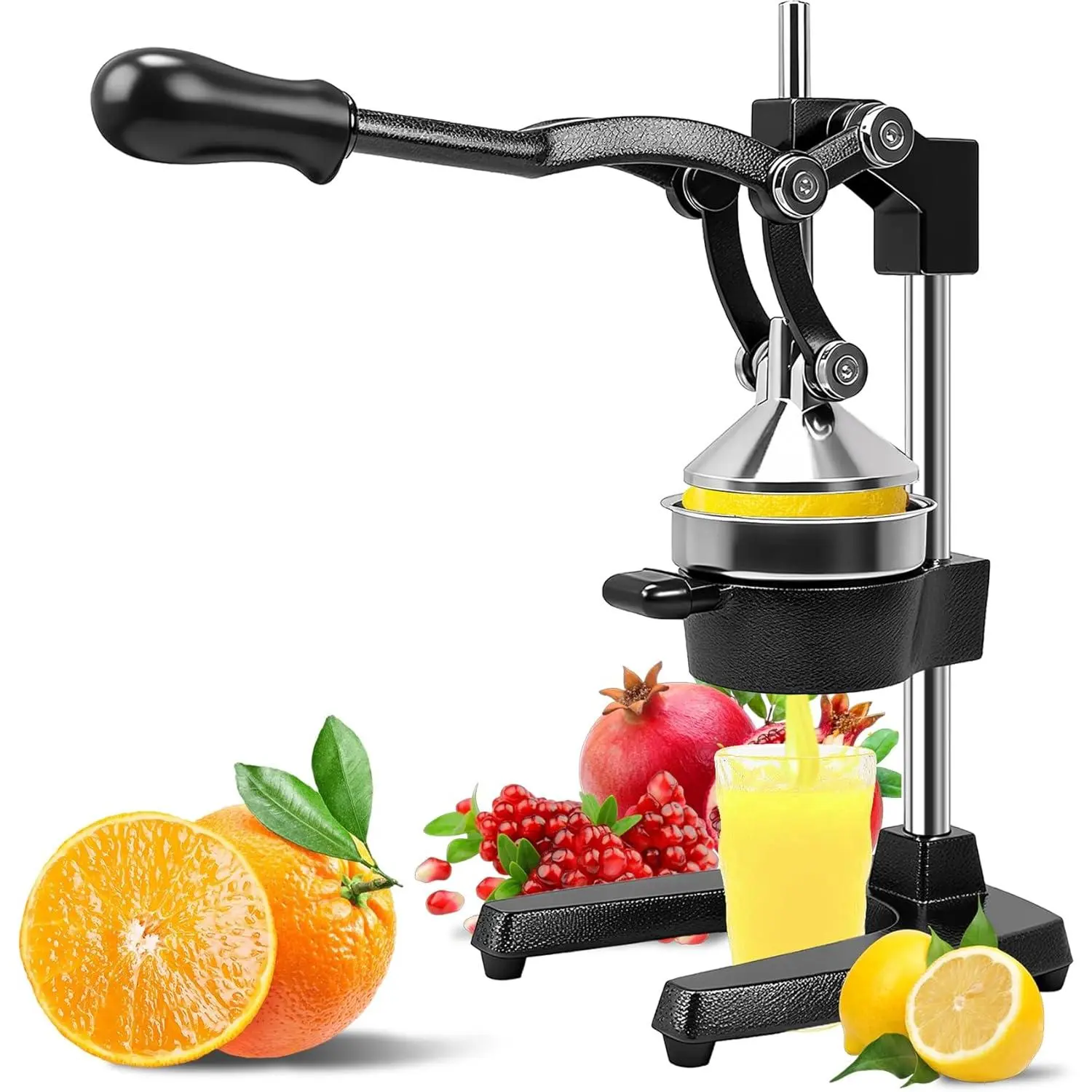 Commercial Heavy Duty Cast Iron Hand Press Manual Juicer for Orange Lime Lemon Pomegranate Juice, Easy to Use & Clean
