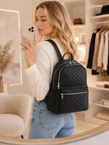 Casual Quilted Laptop Backpack Women Large Capacity Travel Bag with Organized Compartments and Adjustable Straps, Stylish Everyday Daypack for Work School Vacation and Shopping, Wonderful Christmas Halloween Birthday Gift