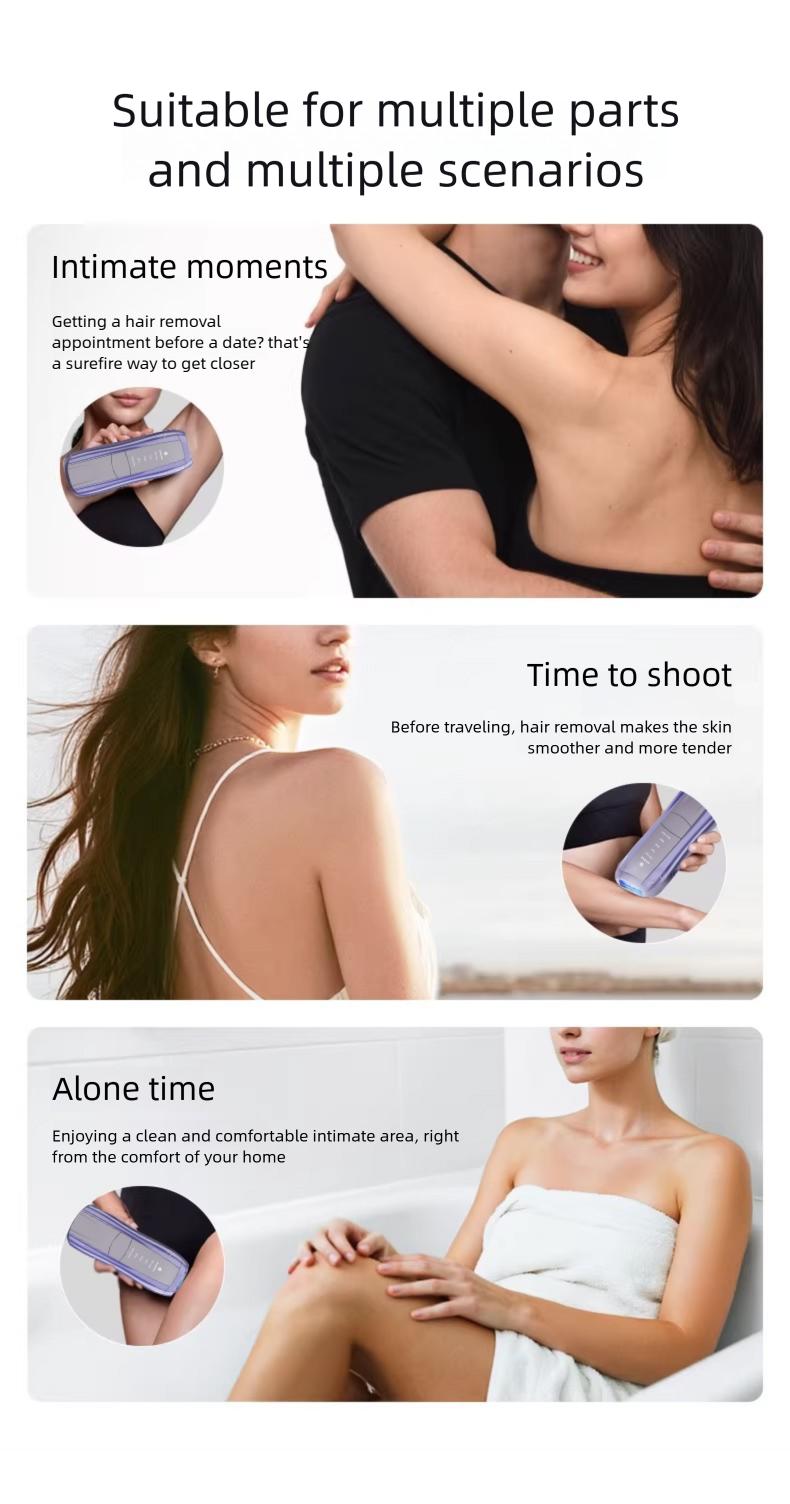 IPL Laser Hair Removal Device with Sapphire Ice-Cooling Technology for Women & Men, Painless & Long-Lasting Hair Remover for Full Body Use at Home, Safe on Face, Bikini Line, Armpits