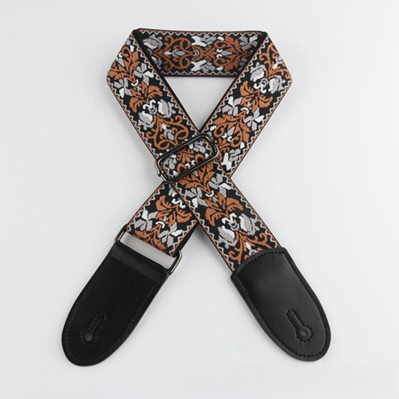 5CM Guitar Embroidered Strap Folk Style Unisex Crossbody Shoulder Strap Crossbody Bass Strap Musical Instrument Accessory