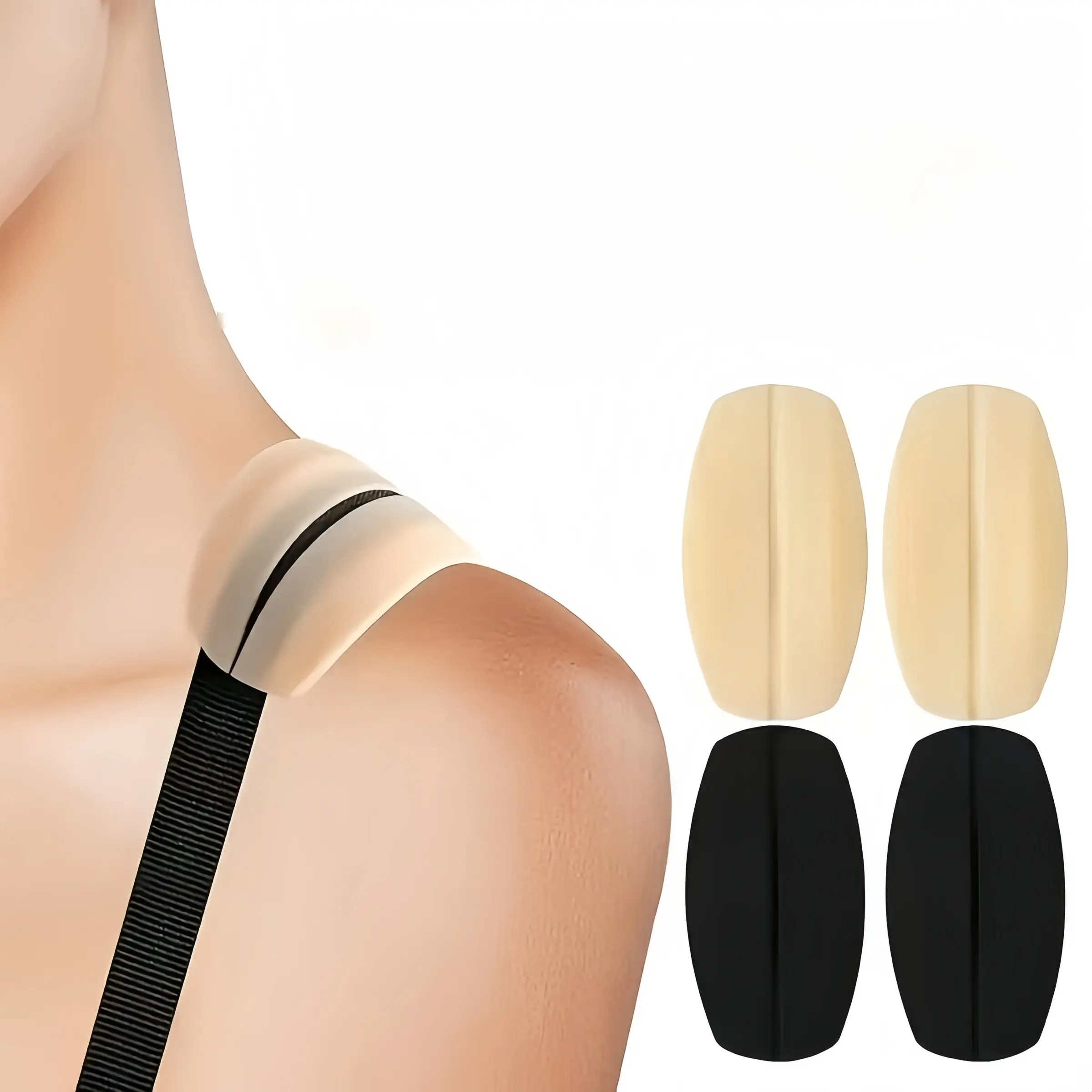 4‑Pack Silicone Bra Strap Cushion Pads, Non‑Slip Shoulder Pads, Invisible Pressure Relief Pads for Bra Straps