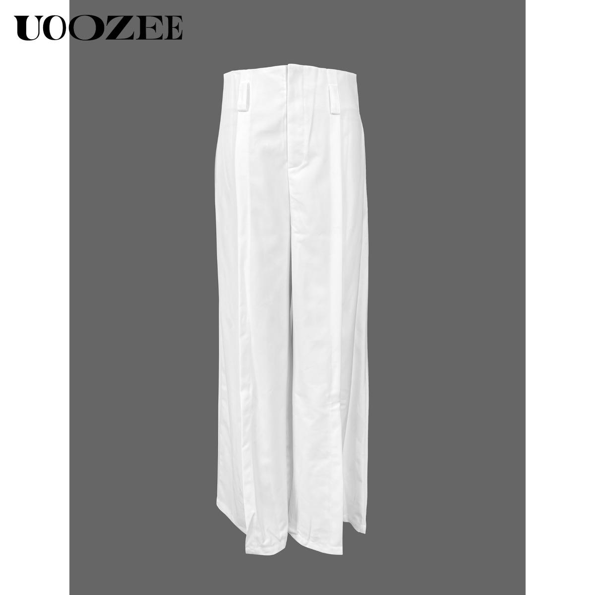 UOOZEE Women's Loose Wide Pants High-Waisted Pleated Split-Front Pants Trousers No belt Bottom Fitted Womenswear Basic pants women work outfits women interview outfits