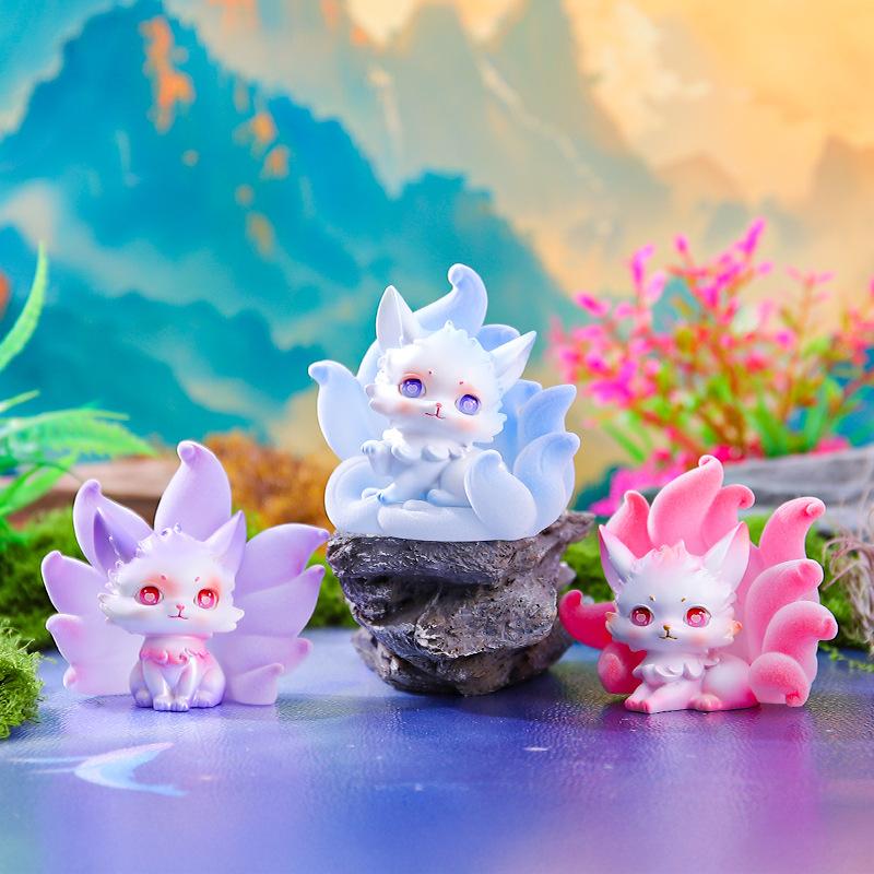 Desktop Cute　×9 Nine-Tailed Fox Immortal Blind Box Creative Desktop Ornament
