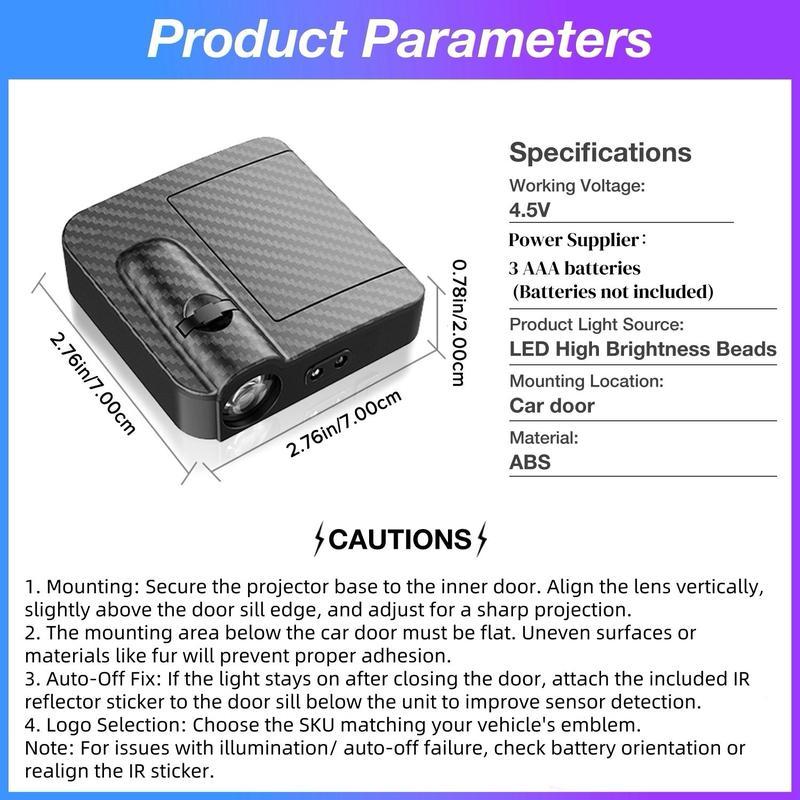 2Pcs LED Car Door Welcome Light Suit fot Honda HD Projector Lamp Accessories for Civic Fit Accord City Vezel CR-V Odyssey HR-V with Sensor Technology