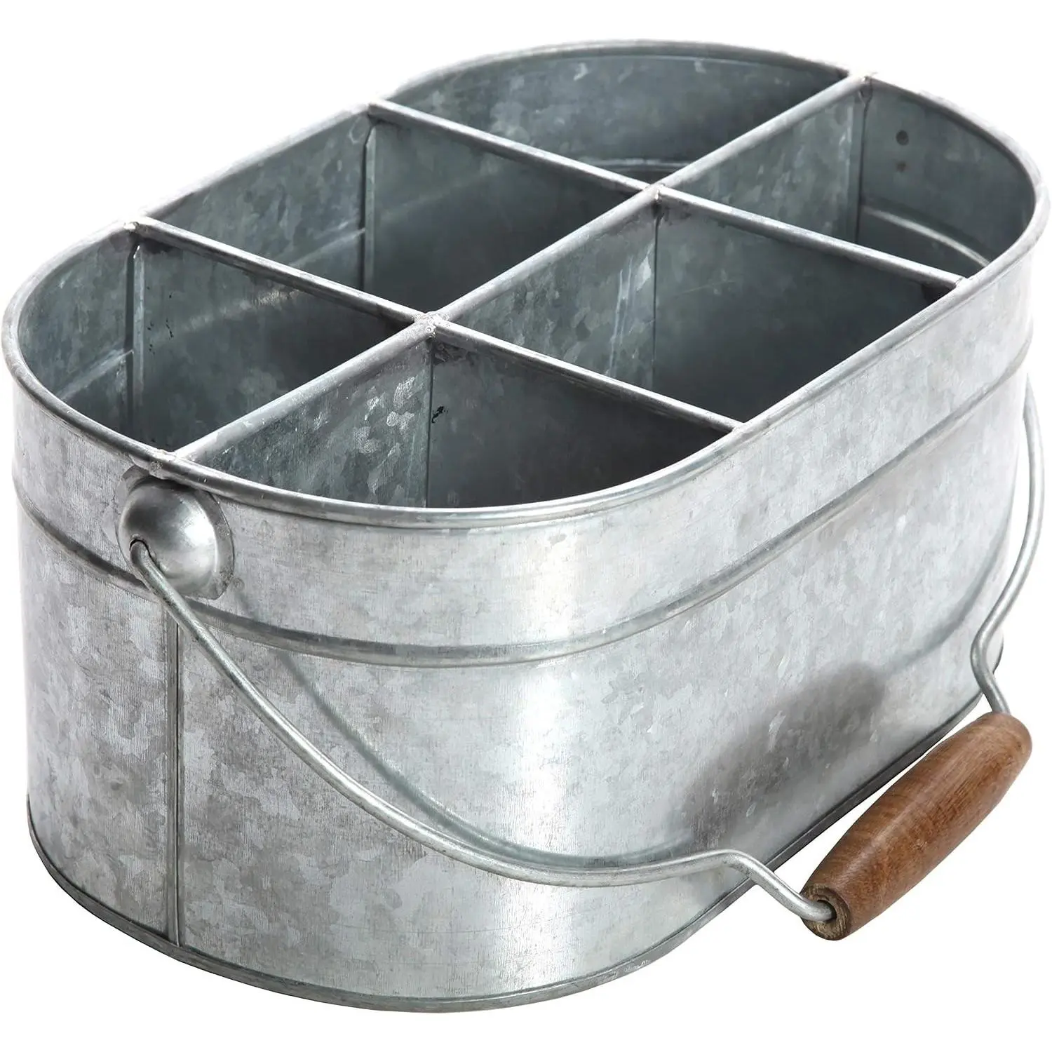 Galvanized Carry All Kitchen Utensil Caddy Serve Ware 13 Inch Long. Ideal for Floral Arrangements Party Garden Patio. O4