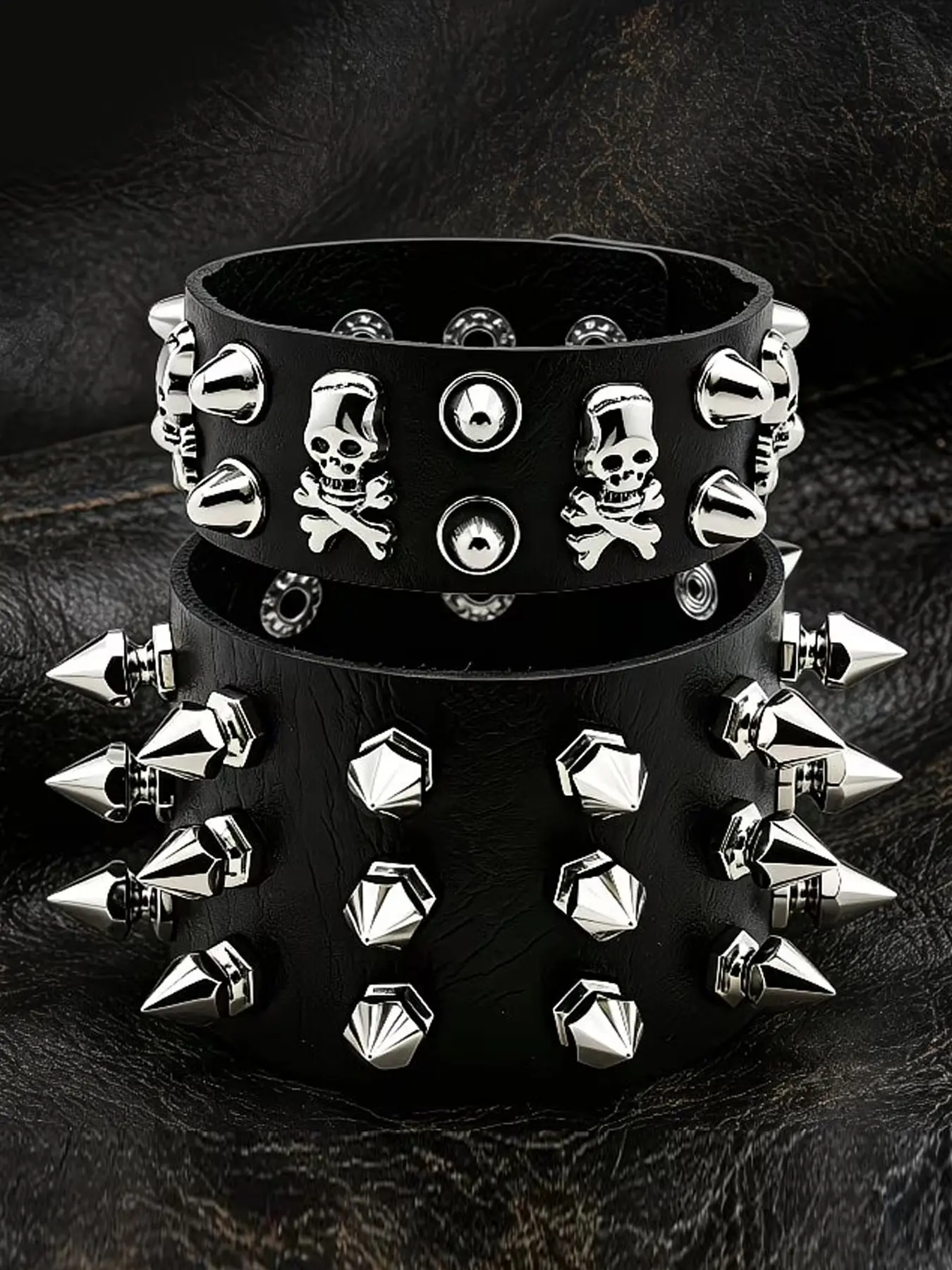 Halloween Punk Rock Rivet Bracelet Set, Vintage Y2K Sleeve Bracelets, PU Leather Wristbands, Unisex Rock Accessories, Bracelet Jewelry, Bracelets Stack