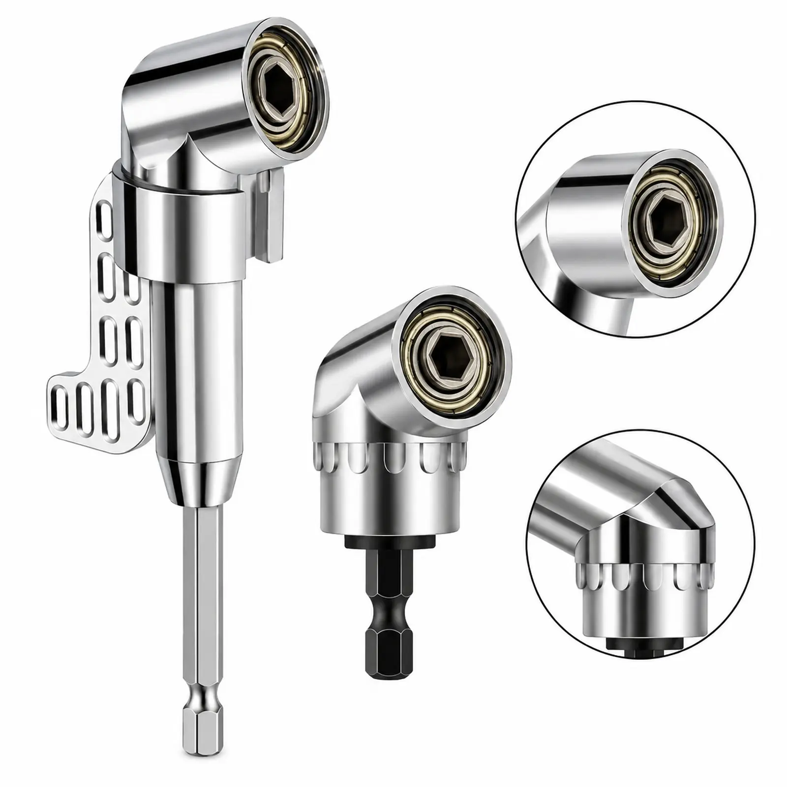 105° Right Angle Drill Adapter, Power Tool Accessory with 1/4" Hex Shank, Multi-Function Flexible Extension Bit, 11.6x1/4in Corner Screw Hub, 400 RPM, Compatible with Cordless Drill & All Electrodrills for Tight Spaces