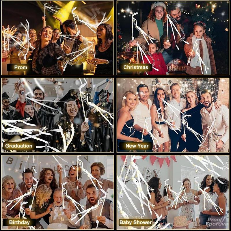 Proof Sportiva 30 Pieces Wedding Wand Ribbon Fluttering, 3 Light Up Modes, Light Up LED Silk Fairy Tale Wand, Light Up Lace Wand with Bell, Suitable for Weddings, Carnivals, Concerts, New Year's Day, Birthday Parties, Holiday Parties and more!