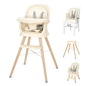 Portable Baby High Chair, High Chairs  Babies and Toddlers with Adjustable Legs, 6-in-1 Convertible to Booster Seat  Dining Table, Toddlers High Chair with Removable Cushions - Cream