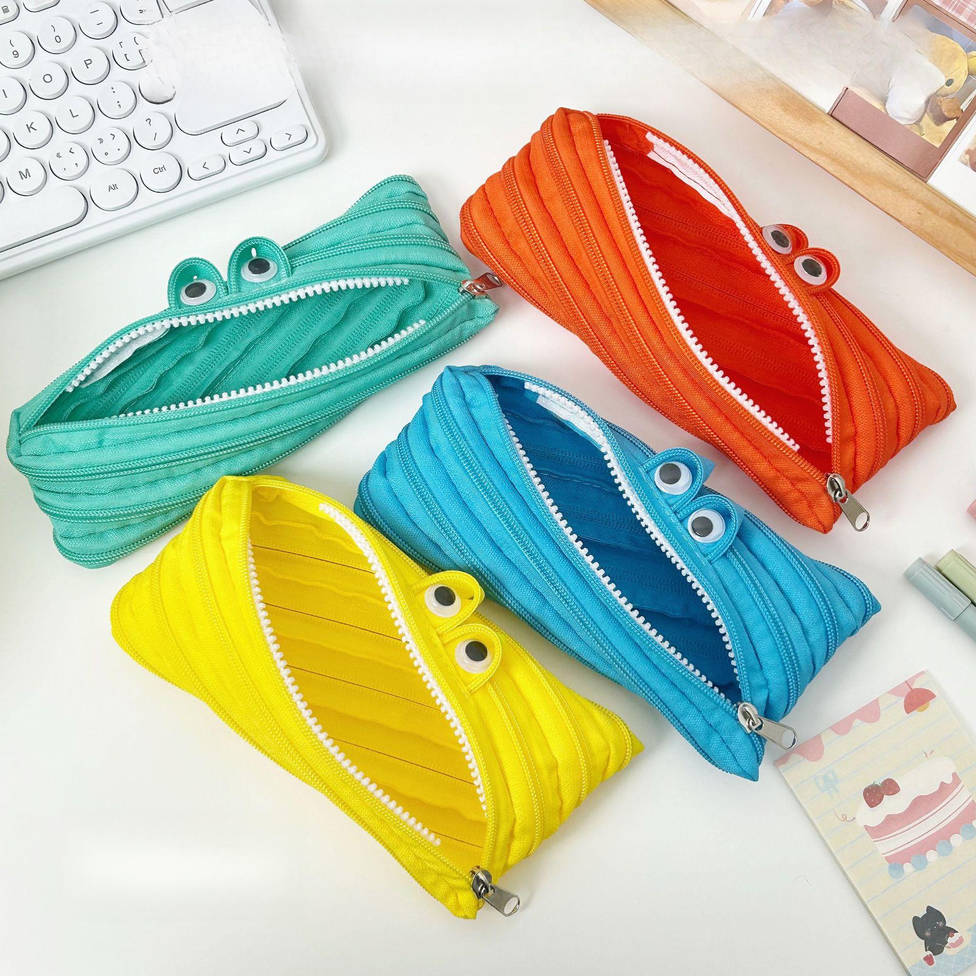 Creative Monster Zipper Pencil Case, Funny All-in-One Pull-Out Pen Bag, Cute Student Stationery Organizer