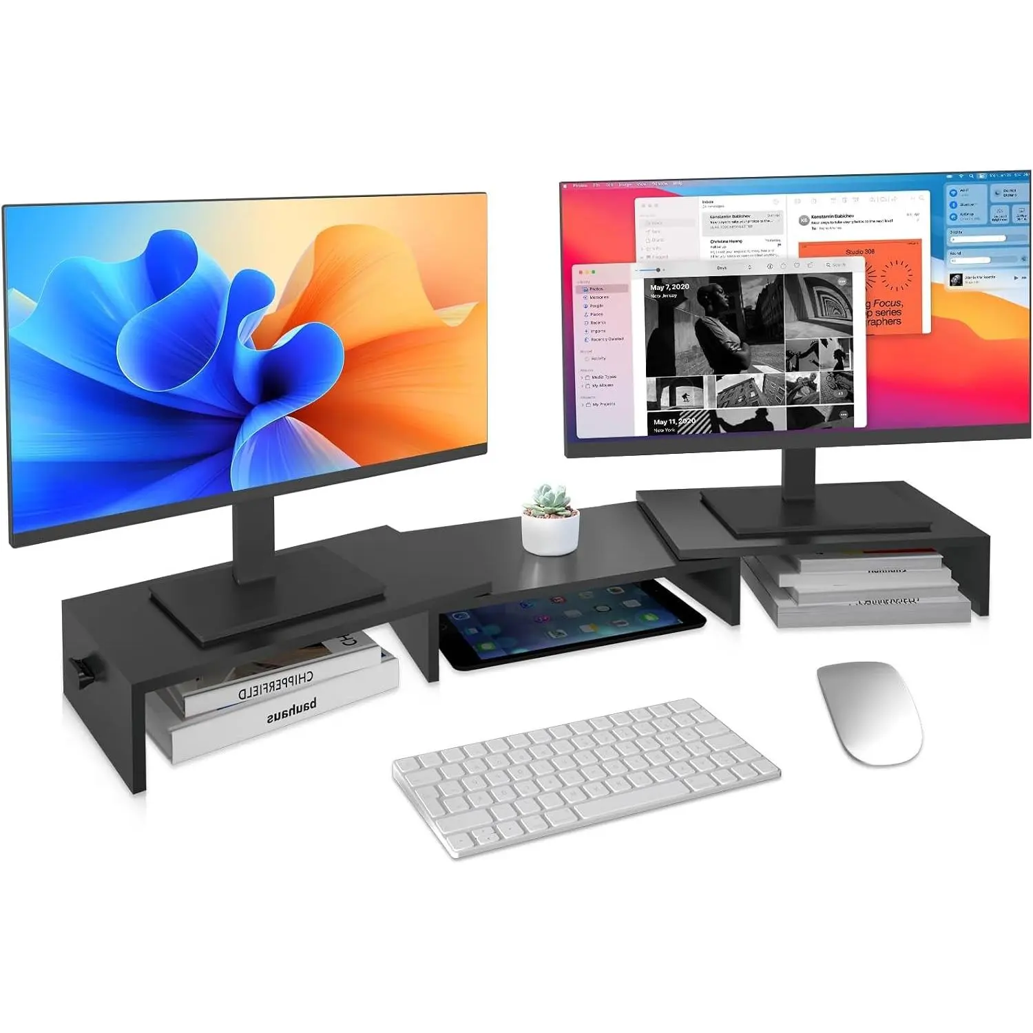 Adjustable Extra Long Monitor Stand Riser with Swivel Angles, Fits Computer Laptop Printer up to 48.2", Holds up to 44 lbs