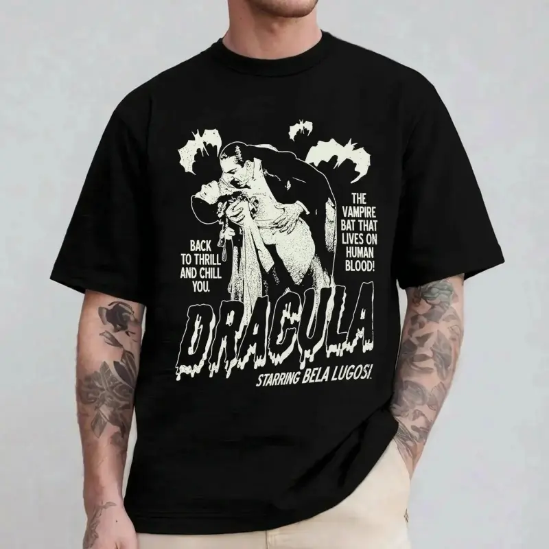 Graphic T-Shirt Bela Lugosi Count Dracula T-Shirt, Classic 1931 Vampire Horror Movie Graphic Tee, Vintage Gothic Halloween Shirt, Retro Dracula Graphic Top, Unisex Casual Streetwear Tee for Horror Fans, Summer Verano Camiseta Gift